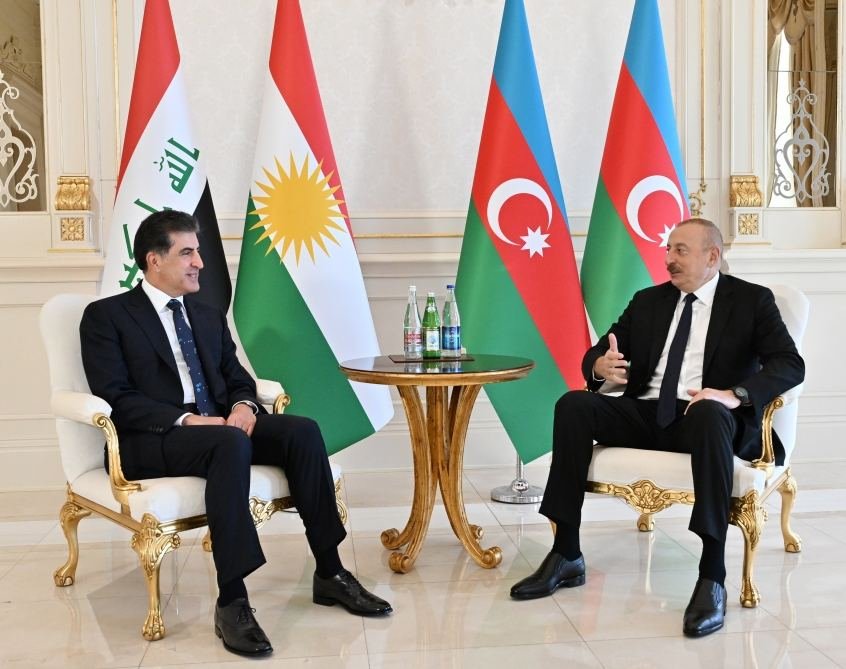 Prezident İlham Əliyevin İraq Kürdüstan Regionunun başçısı Neçirvan Bərzani ilə görüşü olub