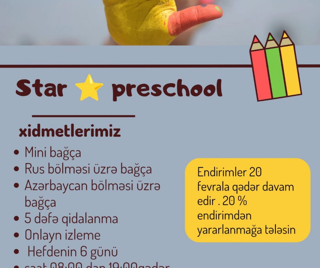 "Star Preschool" bağçasının rəhbəri: "Uşaqlara bütöv bir şəxsiyyət kimi yanaşmağı öyrətmək əsas prinsipimizdir"