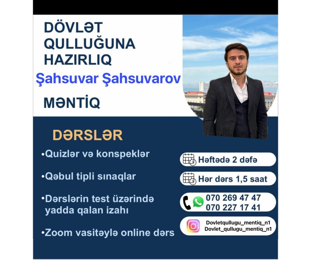 Məntiq müəllimi Şahsuvar Şahsuvarov: "Öz uğurlarım özümü sevindirir"