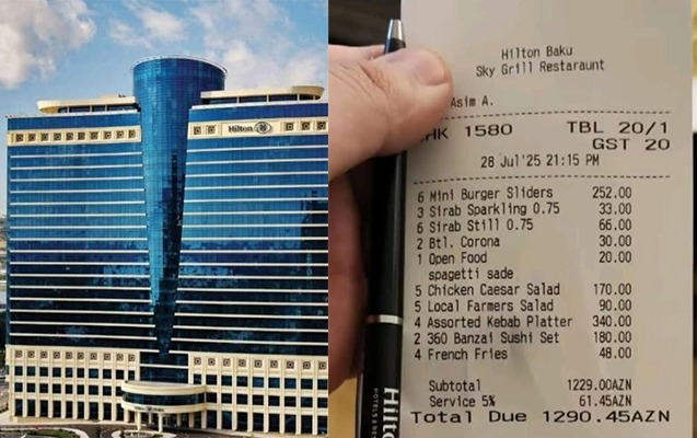 “Hilton Baku”da 42 manata burger, sirab 11 manata-Şok qiymətlər