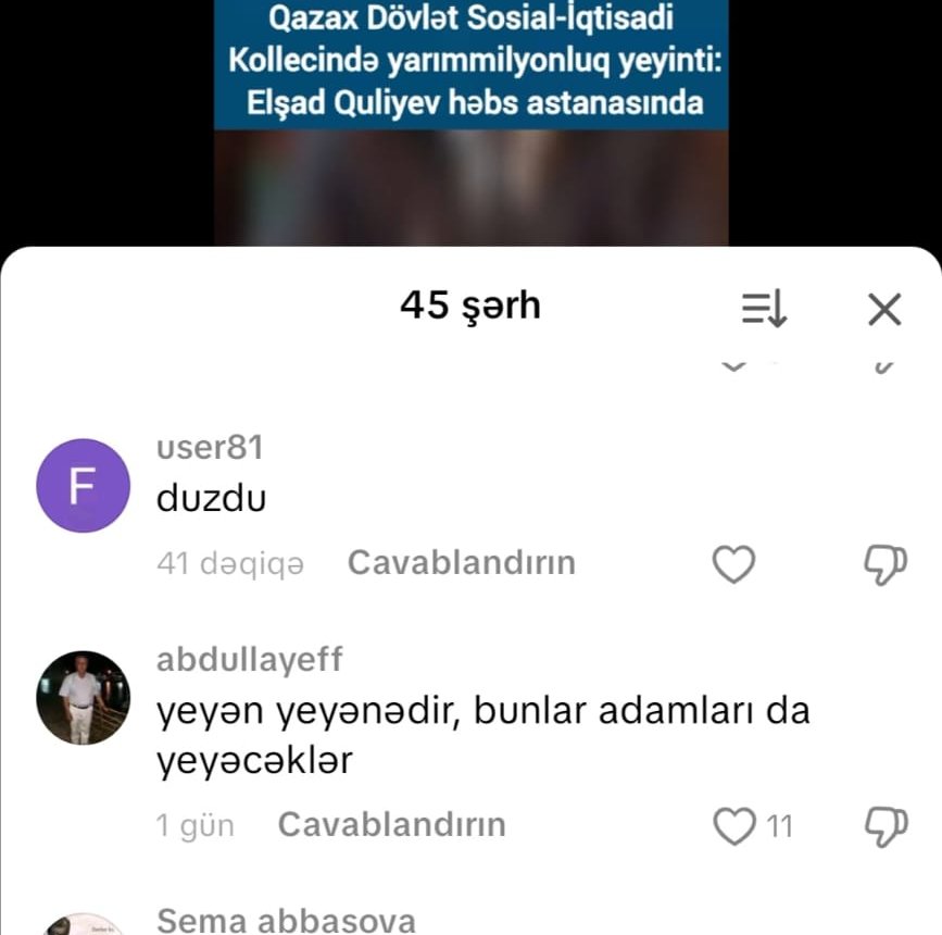 Qazax Dövlət Sosial-İqtisadi Kollecində yarım milyonluq yeyinti iddiası – Sosial şəbəkələrdə etiraz dalğası böyüyür