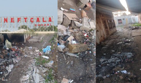 Neftçalanın şəhər mərkəzi zibilliyə çevrilib - Sakinlər üfunət qoxusundan şikayətlənir - FOTOLAR